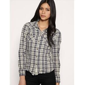 Allsaints Spitalfields Parson Button Down Plaid Women Shirt Size 8 Western Rodeo